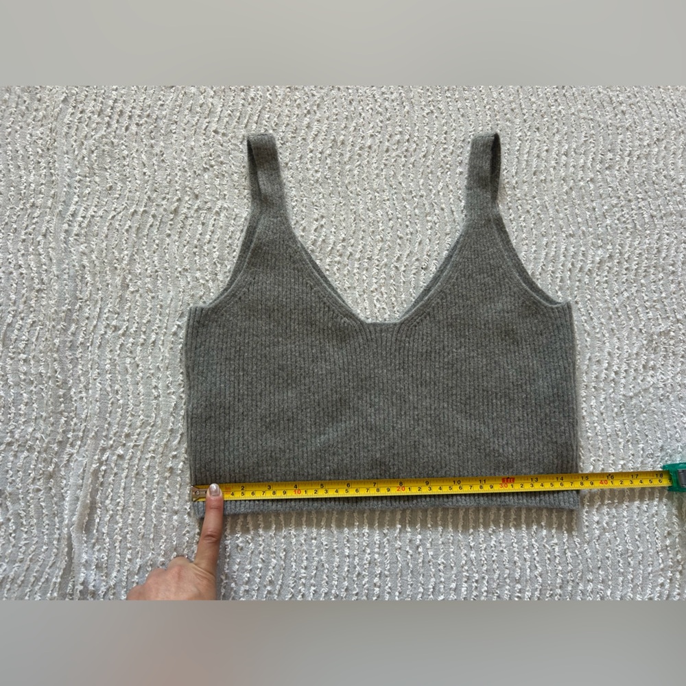 J Crew Cashmere Sweater Top Tank Top Crop Grey Gray Size XL Knit - Picture 8 of 10